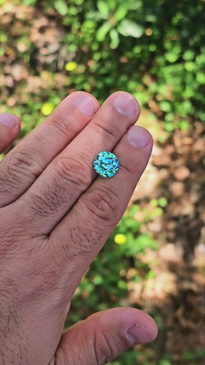Teal "Paraiba" YAG, Antique Cushion Cut, 10.44 Carats