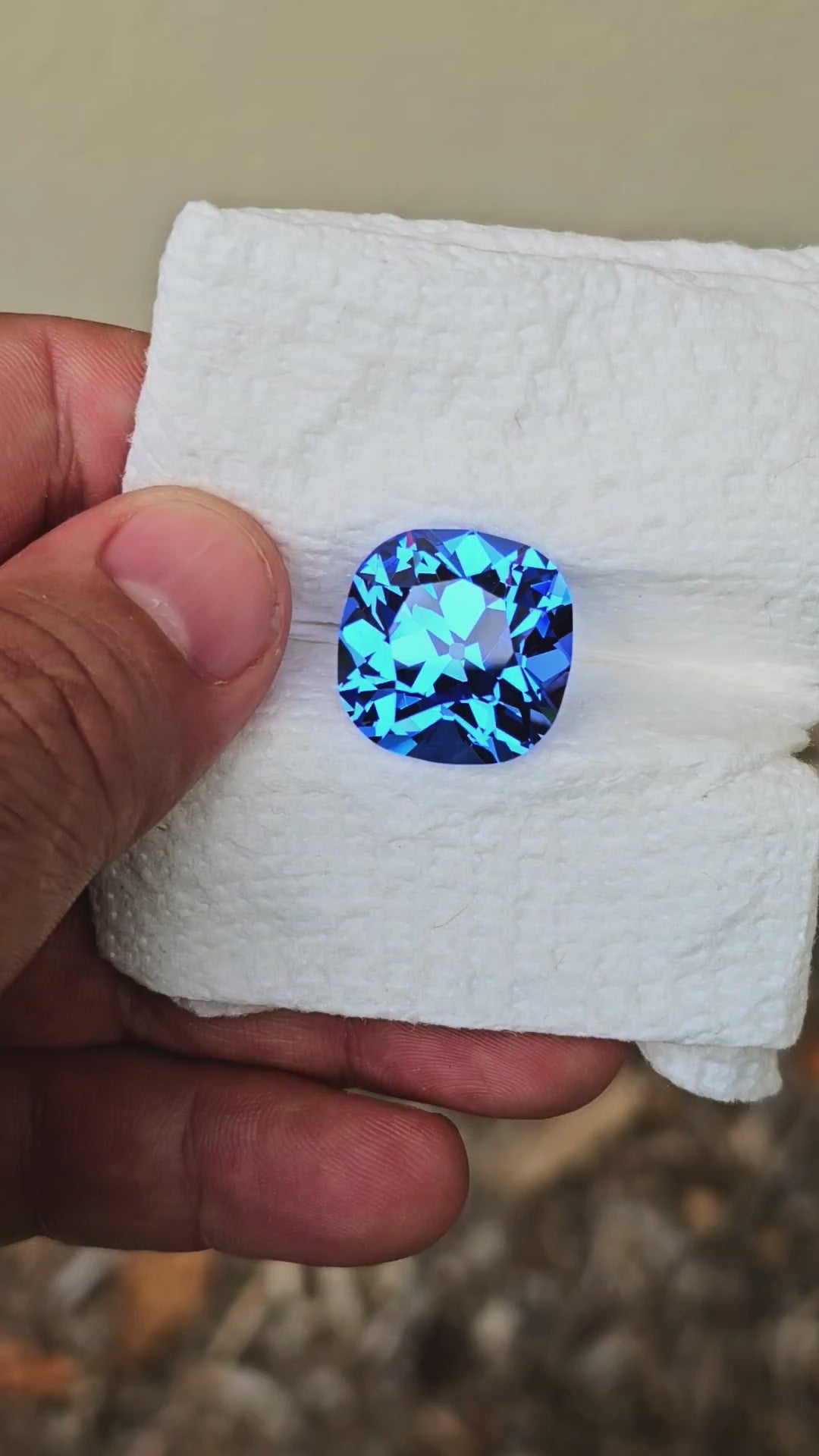Cornflower Blue Lab Spinel, Antique Cushion Cut, 32.15 Carats