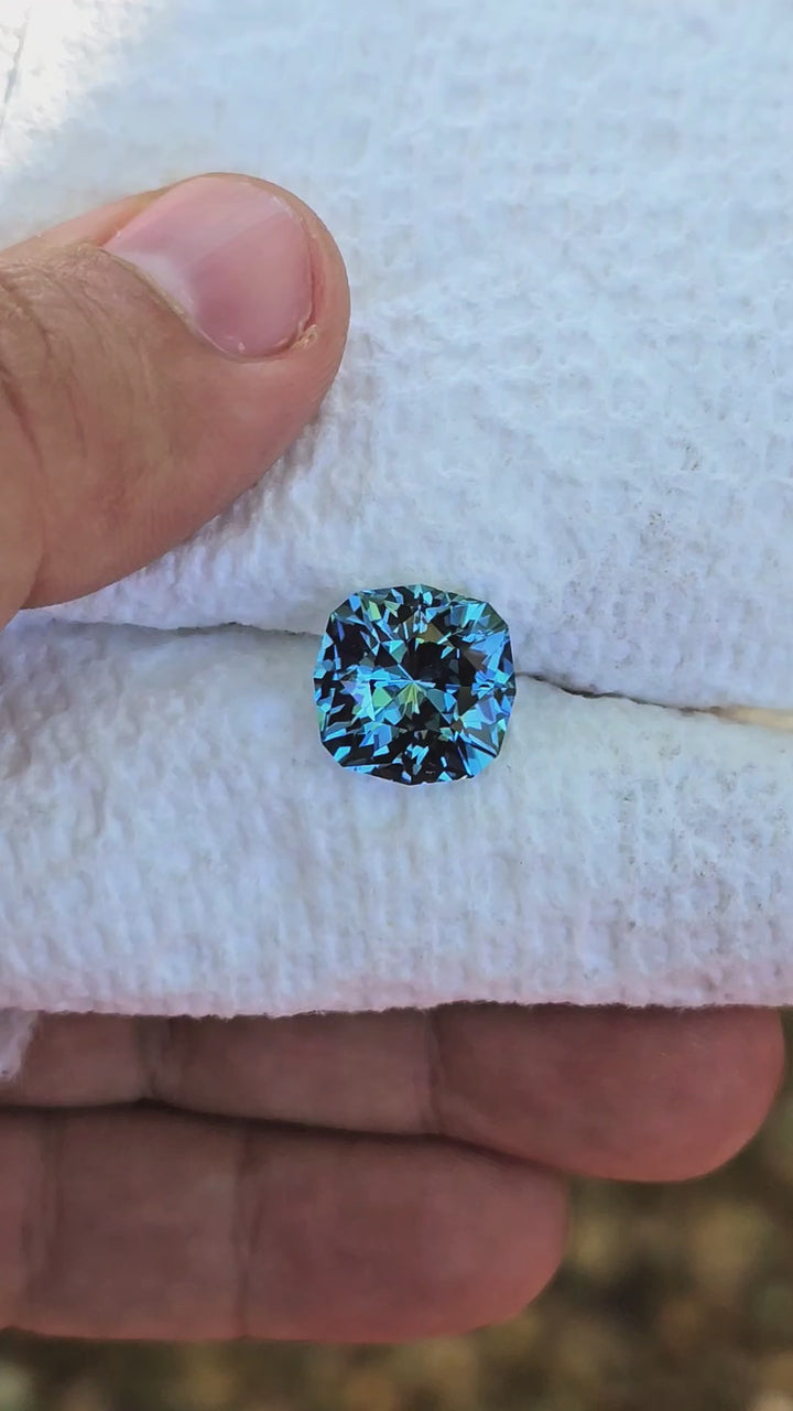 Cerulean Blue Lab Sapphire, House Of Sylas Cushion Cut, 10.42 Carats