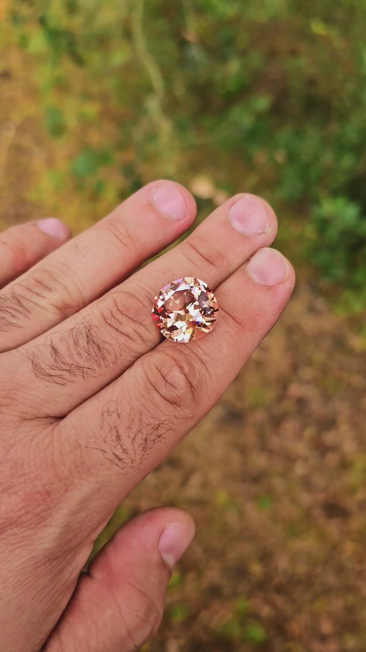 Peachy 🍑 "Morganite" Colored Lab Sapphire, Antique Cushion Cut, 22.5 Carats