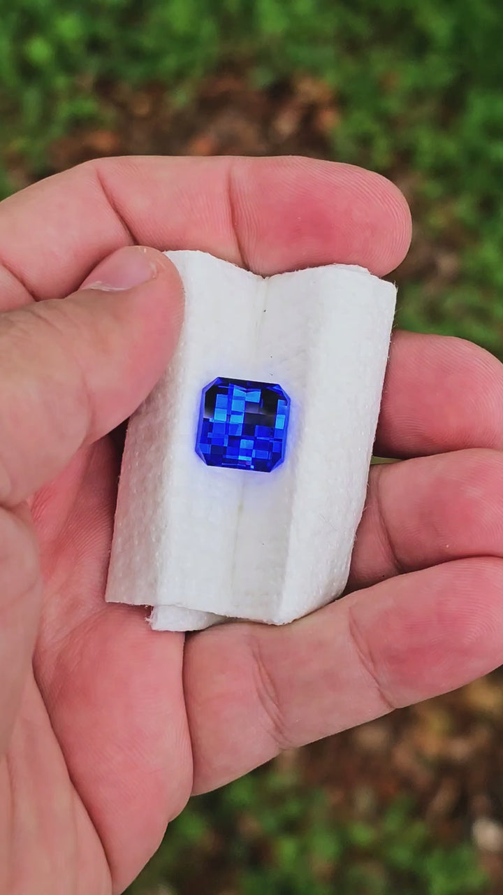 Djeva Fire Blue Lab Spinel, Pixel Square Cut, 9.94 Carats