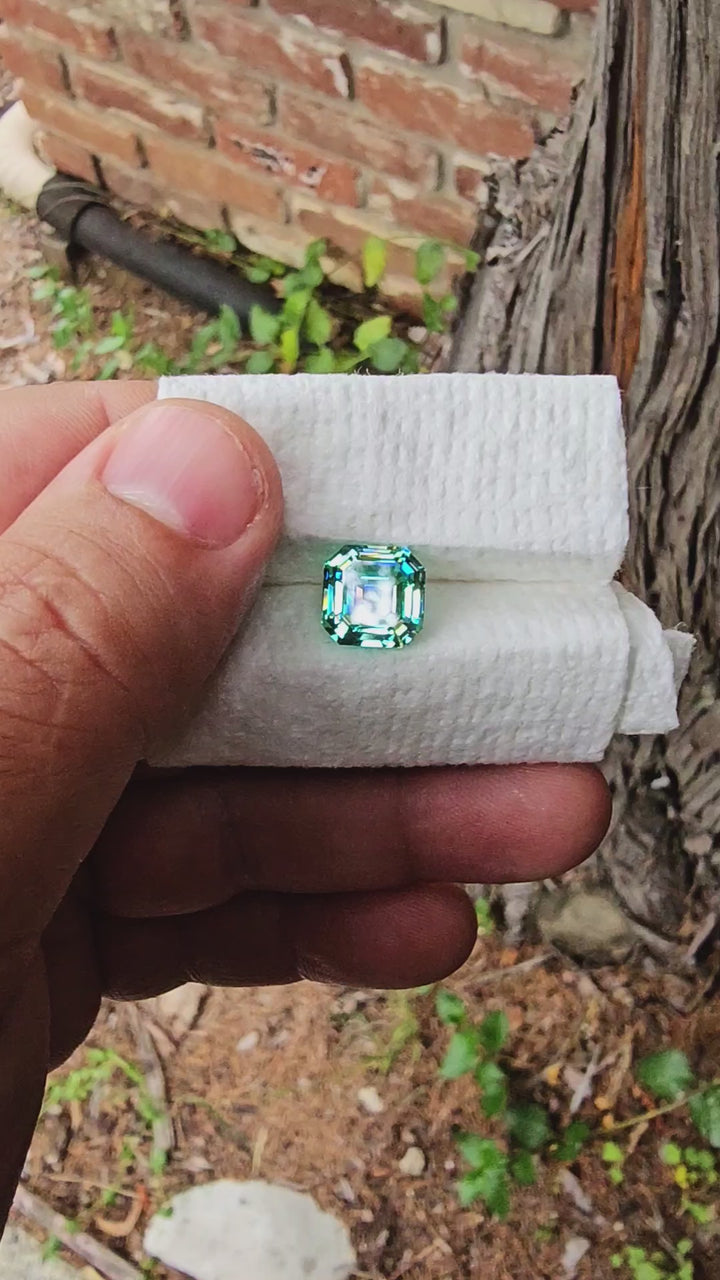 Pastel Mint Laser Garnet, Asscher Cut, 8.05 Carats
