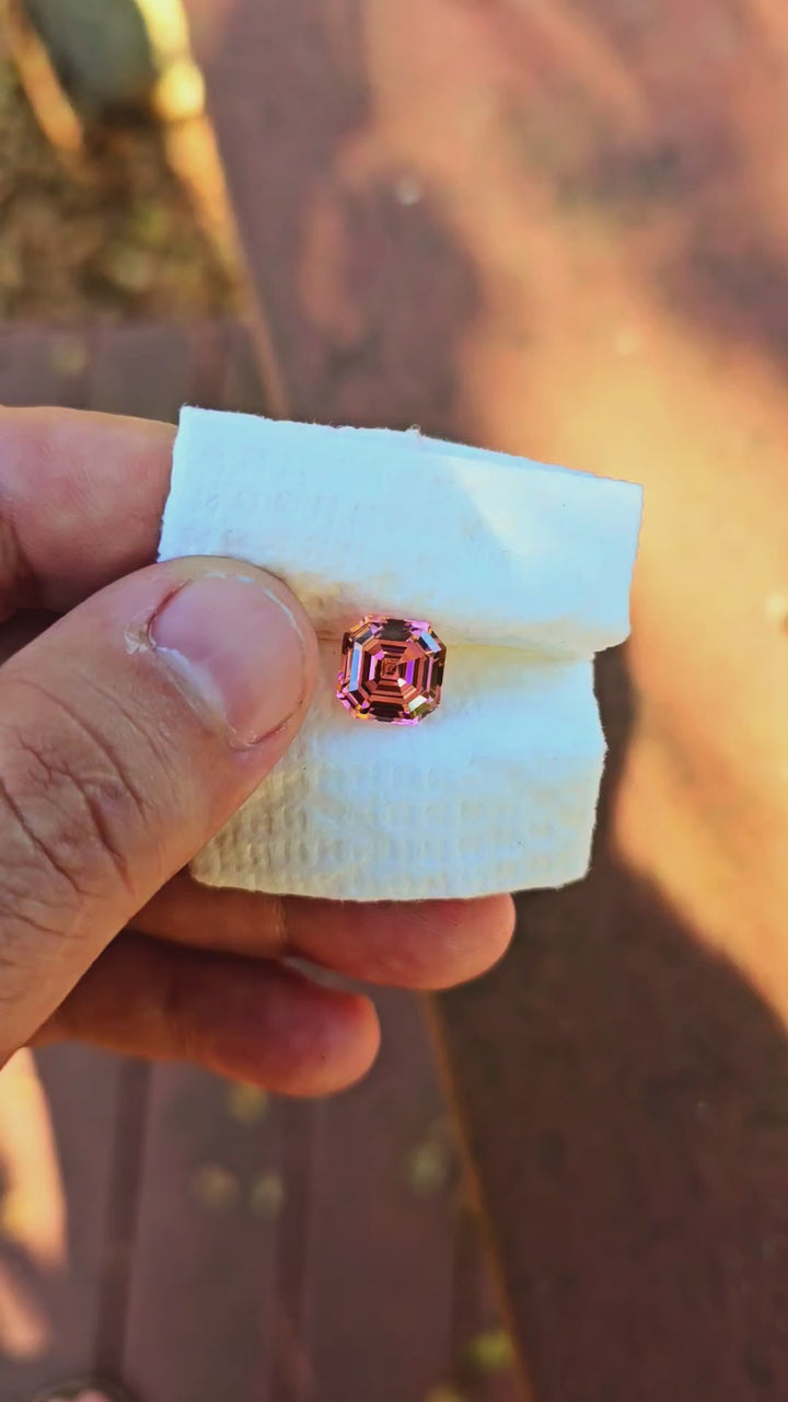 High Concentration Padparadscha Erbium YAG, Asscher Cut, 8.85 Carats