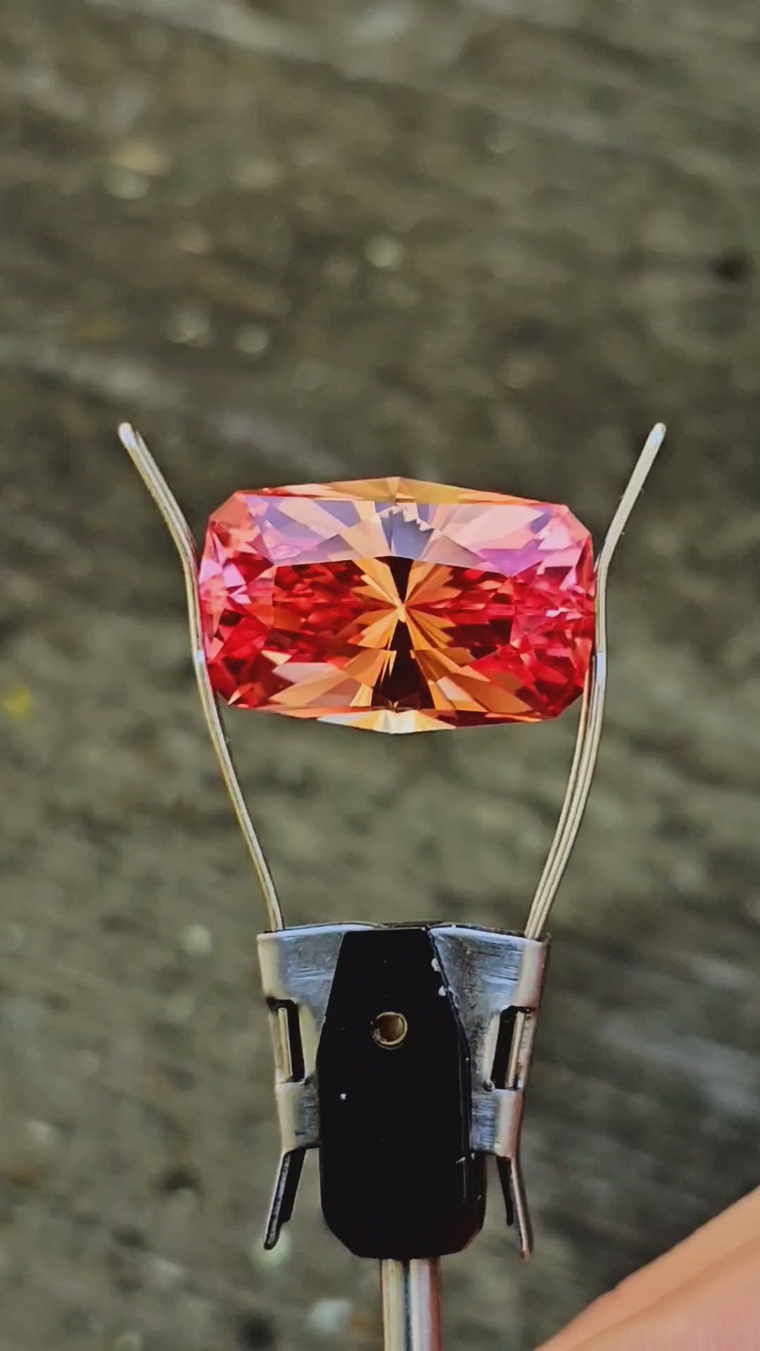 Light Orange Padparadscha Lab Sapphire, House Of Sylas Long Cushion Cut, 21.55 Carats