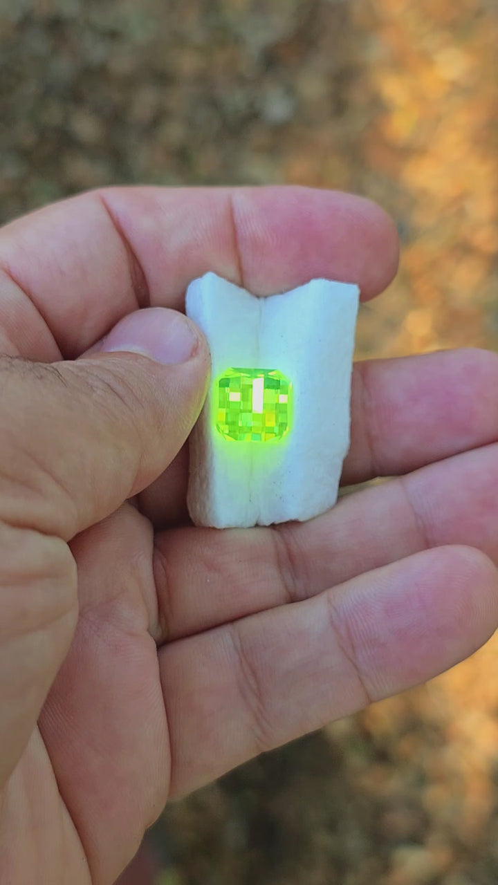 Green LuAG, Pixel Square Cut, 12.54 Carats