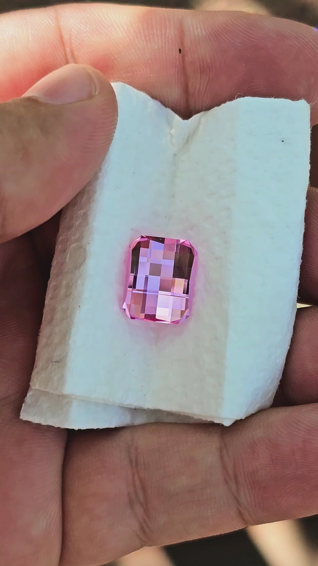 Light Pink-Orange Padparadscha Lab Sapphire, Pixel Rectangle Cut, 9.30 Carats