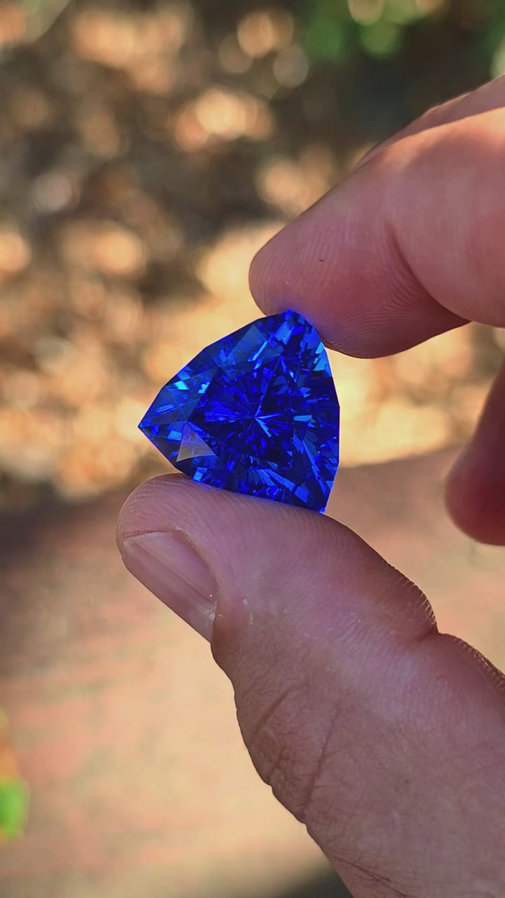 Czochralski Cobalt Spinel, Trillian Internal Reflections Cut, 22.81 Carats