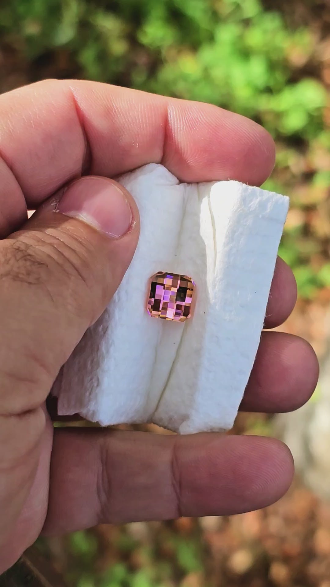 Padparadscha Erbium YAG, Pixel Square Cut, 7.18 Carats