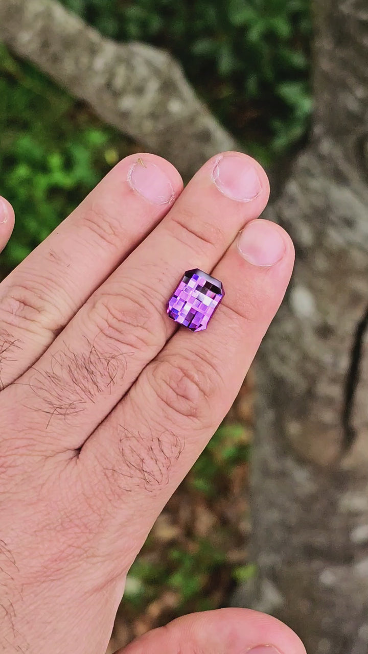 Purple Czochralski Lab Sapphire, Pixel Rectangle Cut, 9.60 Carats
