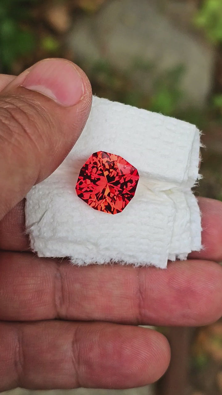 Fire Orange Lab Sapphire, House Of Sylas Cushion Cut, 16.1 Carats