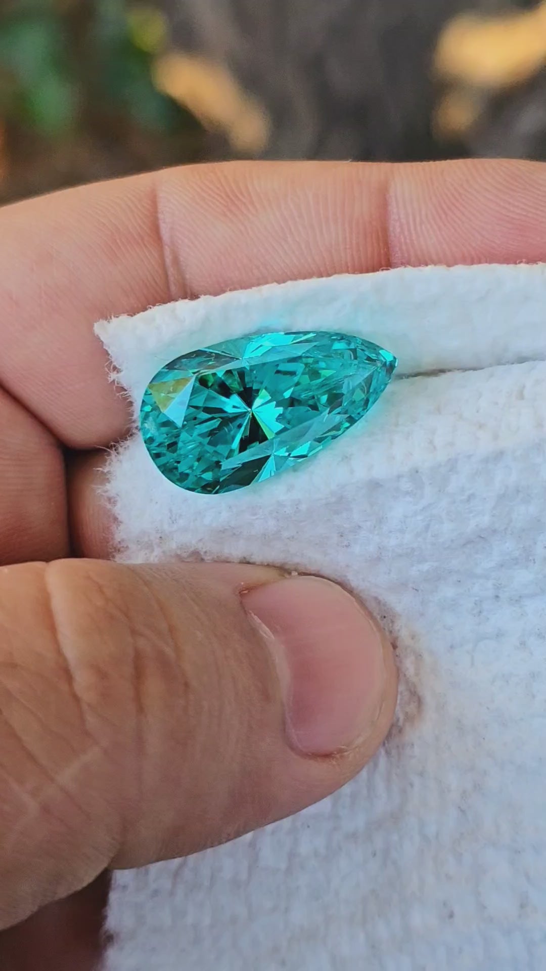 Repurposed Teal "Paraiba" YAG, Pear Internal Reflections Cut, 22 Carats