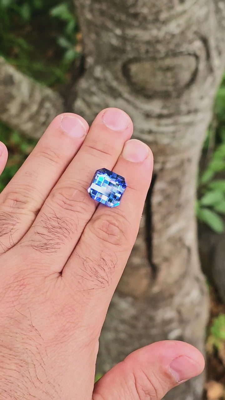 Cornflower Blue Lab Spinel, Pixel Square Cut, 16.49 Carats
