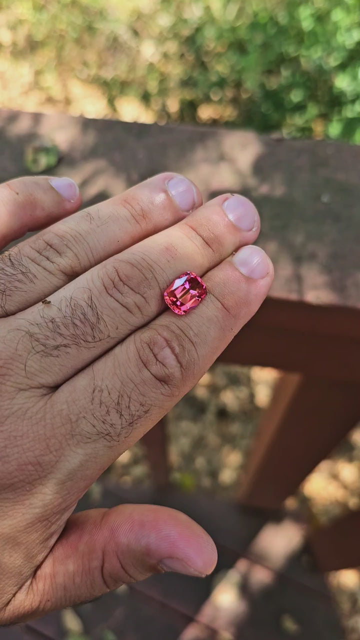 Czochralski Titanium Pink Sapphire, Antique Long Cushion Cut, 6.3 Carats