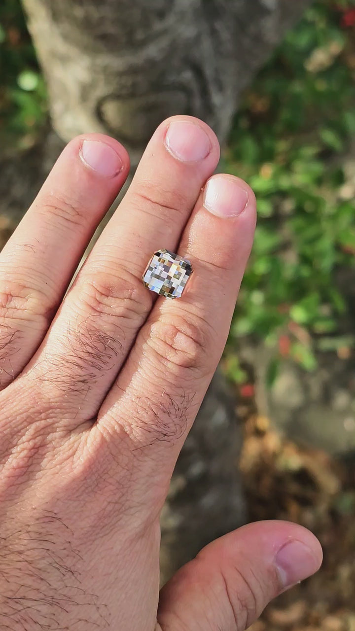 Smoky Lab Spinel , Pixel Square Cut, 6.75 Carats