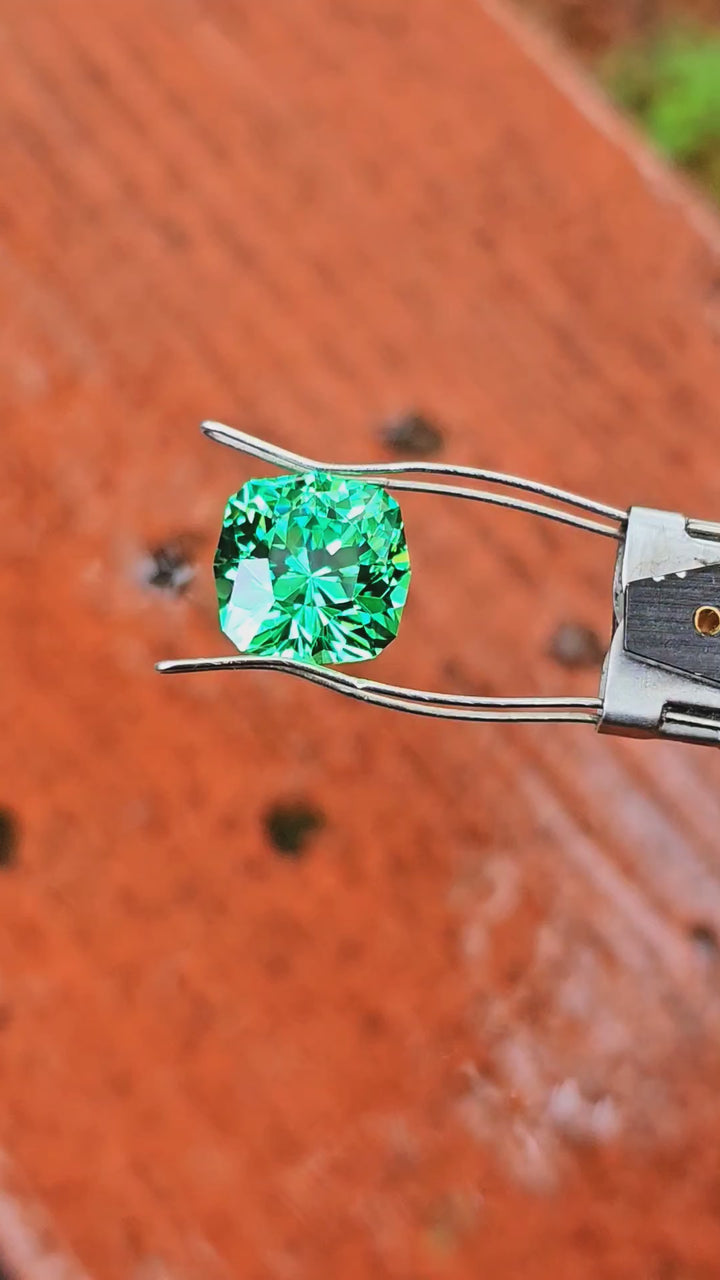 Vivid Green Vanadium YAG, House Of Sylas Cushion Cut, 10.65 Carats