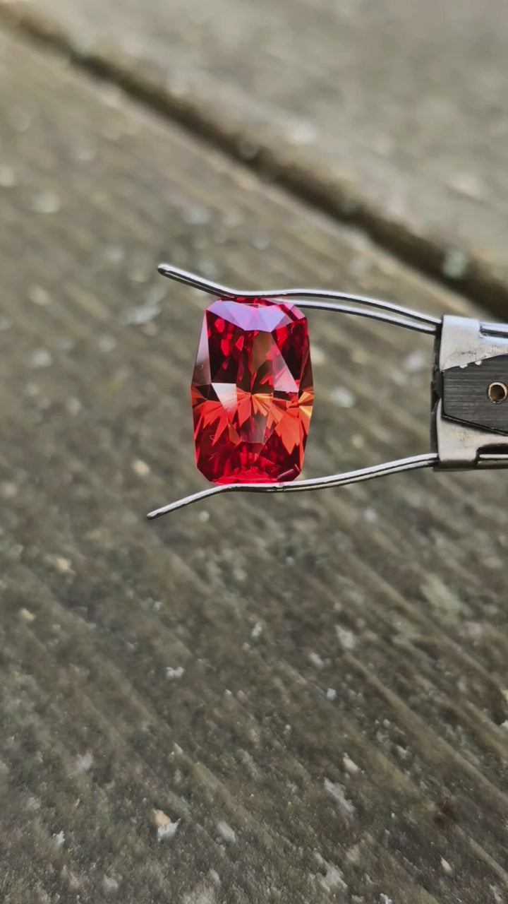 Fire Orange Lab Sapphire, House Of Sylas Long Cushion Cut, 13.89 Carats