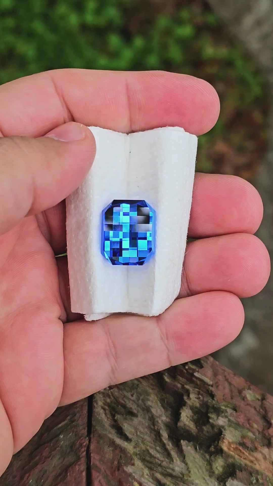 Vivid Blue Lab Spinel, Pixel Rectangle Cut, 18.98 Carats