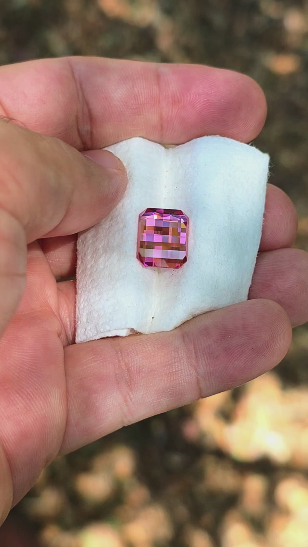 Czochralski Titanium Pink Sapphire, Pixel Rectangle Cut, 10.30 Carats