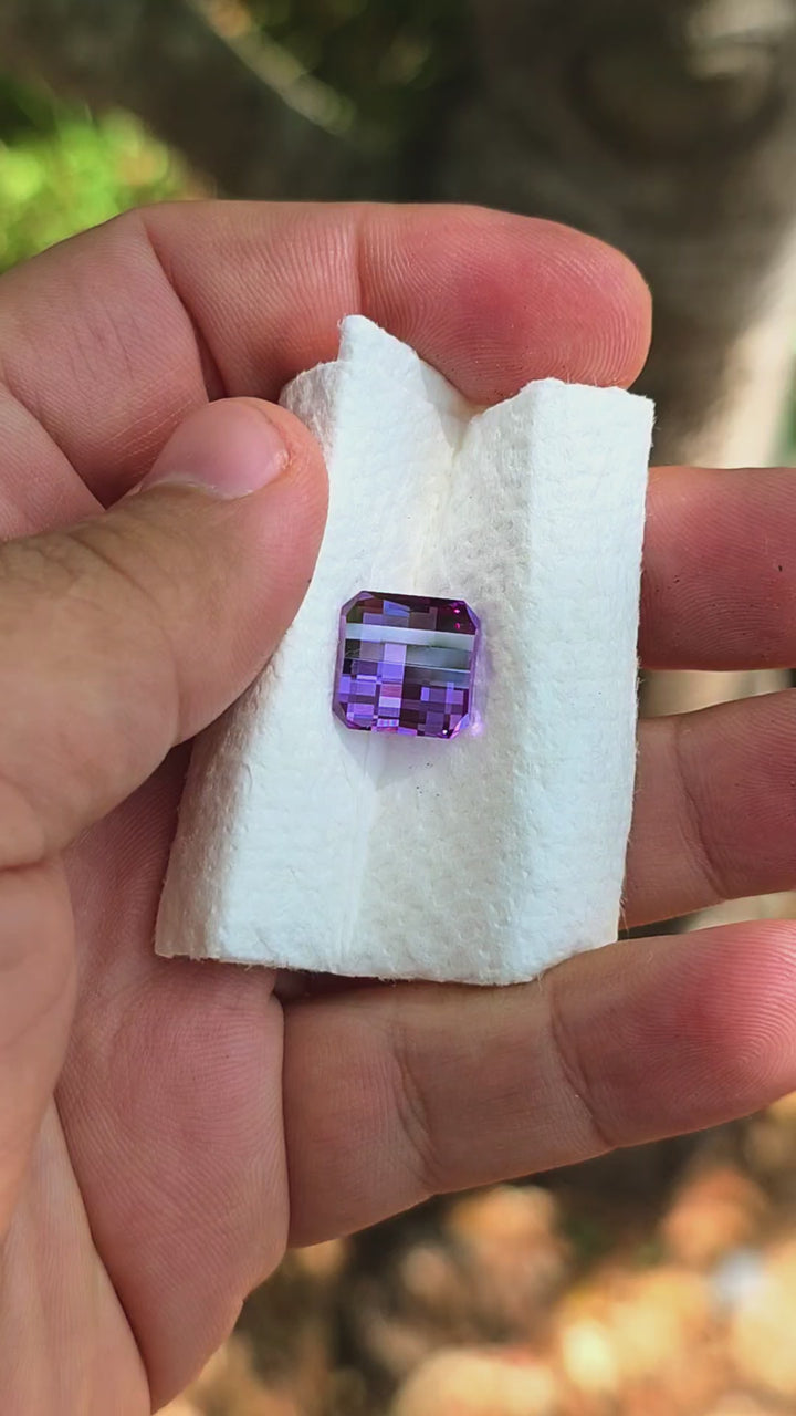 Greyish Mauve Lab Sapphire, Pixel Square Cut, 9.60 Carats