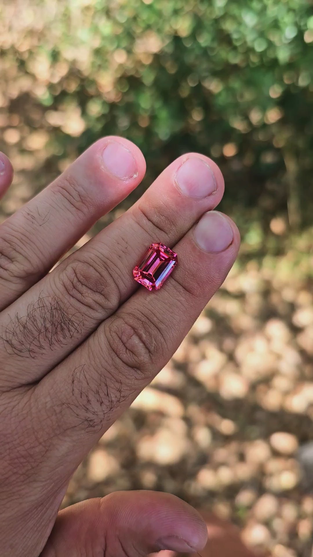 Czochralski Titanium Pink Sapphire, Emerald Cut, 7.05 Carats