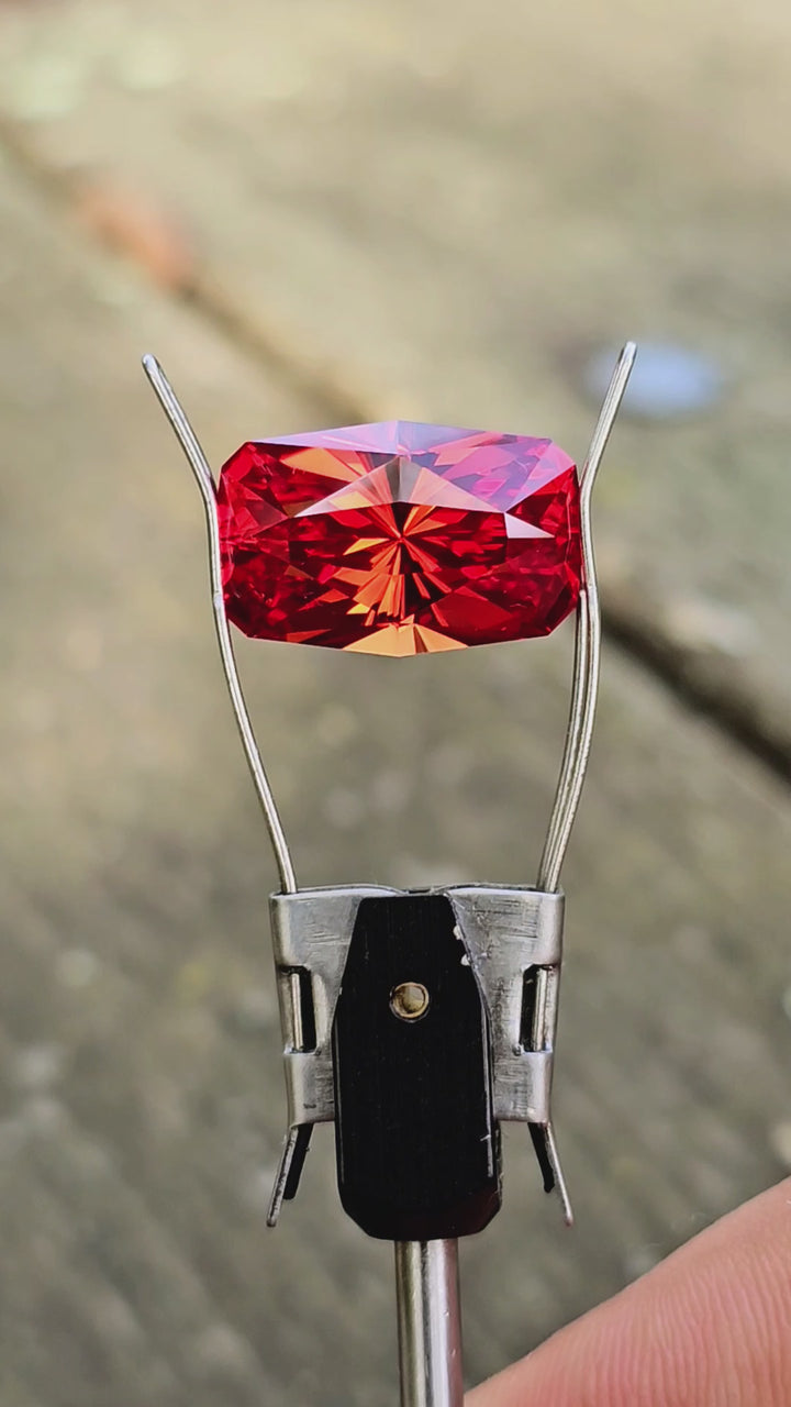 Fire Orange Lab Sapphire, House Of Sylas Long Cushion Cut, 13.89 Carats