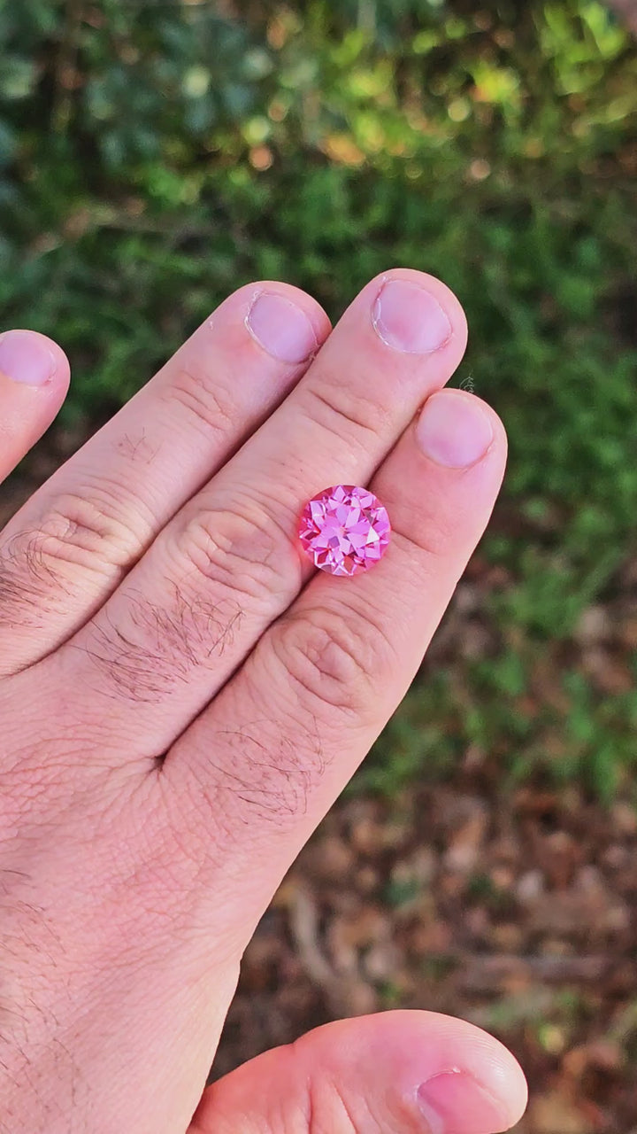 Light Pink-Orange Padparadscha Lab Sapphire, Traditional Round Brilliant Cut, 10.71 Carats