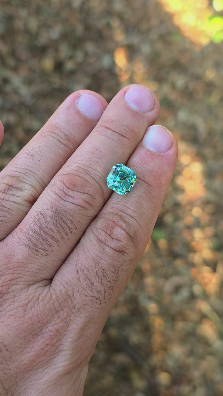 Cobalt Teal Lab Sapphire, Asscher Cut, 7.26 Carats