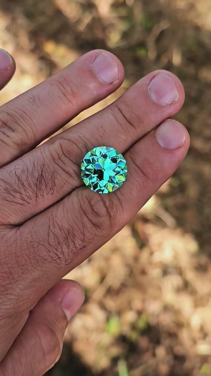 Pastel Mint Laser Garnet, Traditional Round Brilliant Cut, 26.7 Carats