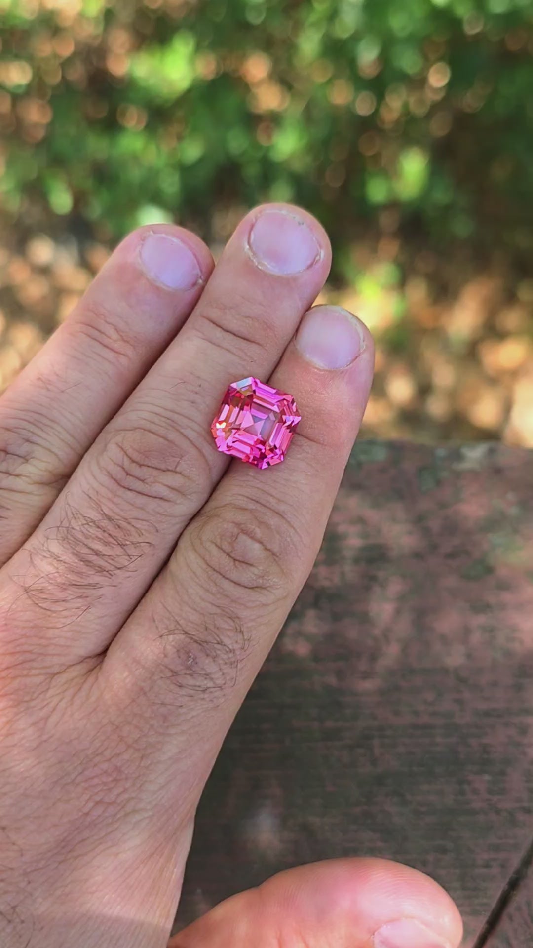 Fire Padparadscha Lab Sapphire, Asscher Cut, 13.15 Carats