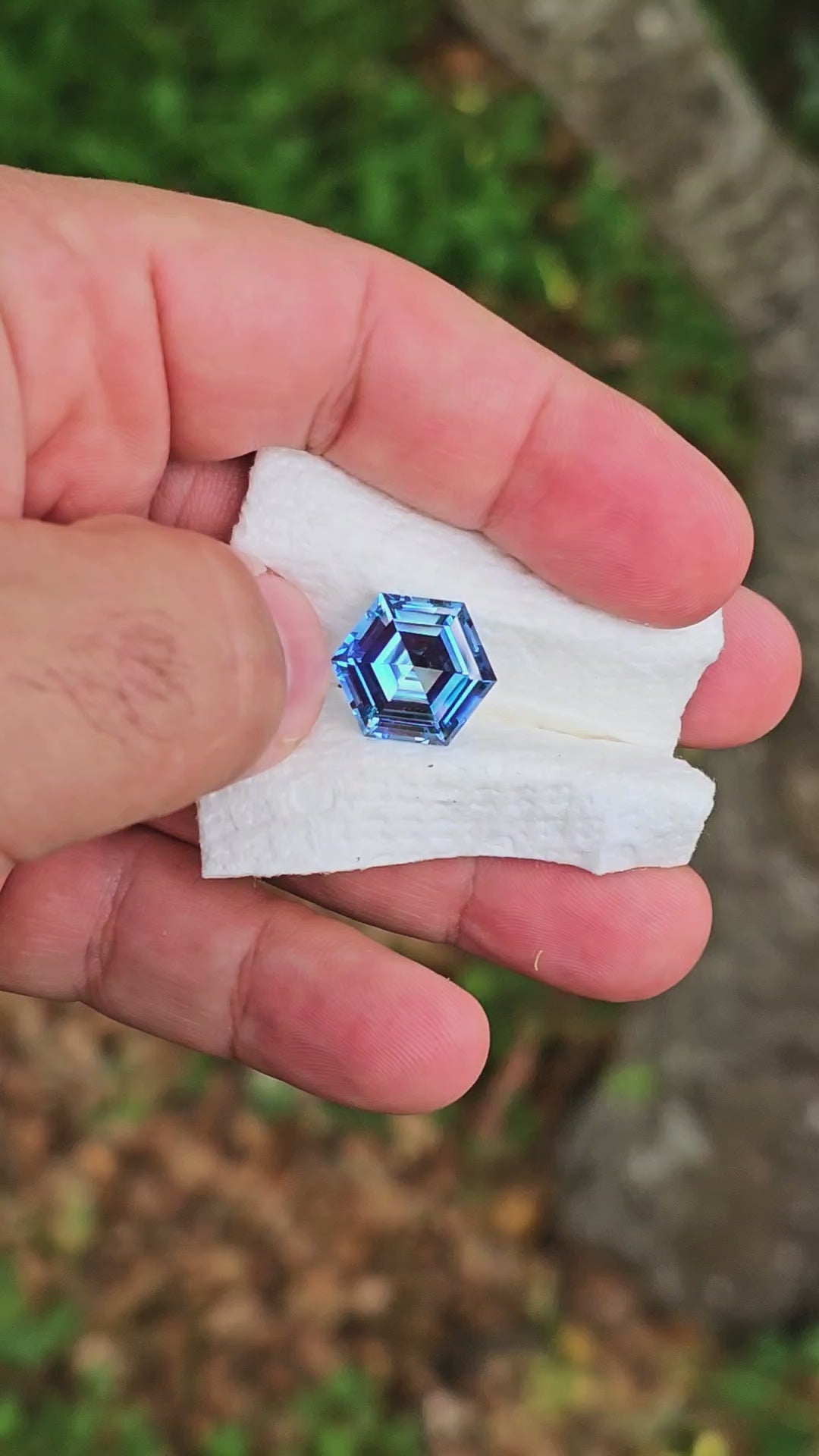 Cerulean Blue Lab Sapphire, Hexagon Step Cut, 11.12 Carats