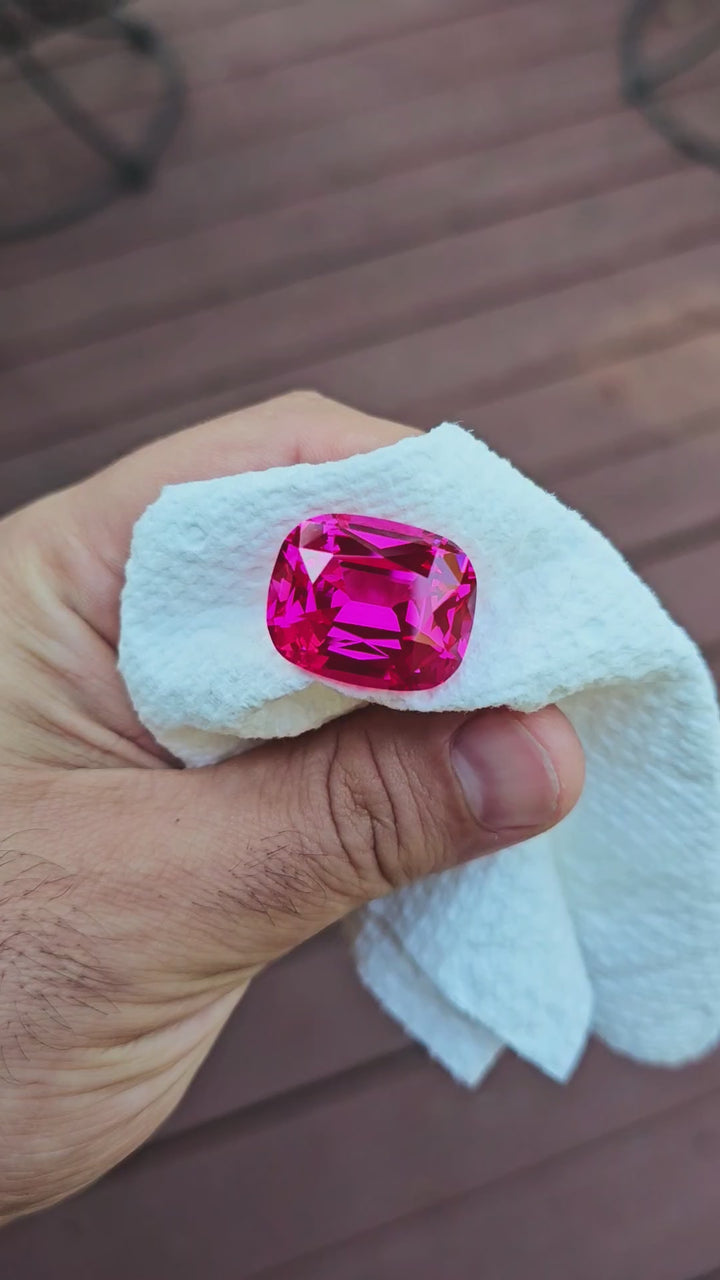 Jedi Color Czochralski Lab Spinel, Long Cushion Step  Cut, 38.85 Carats