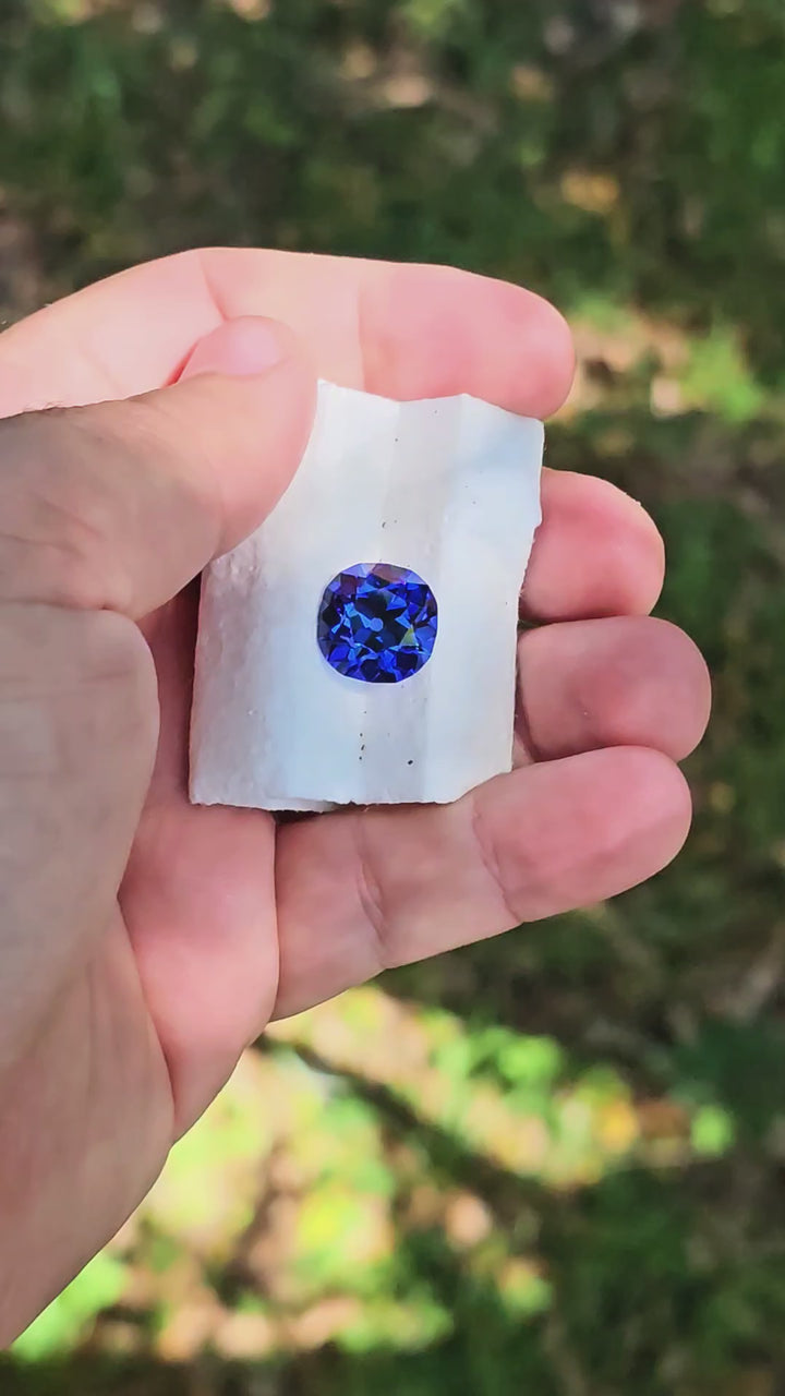 Blue Czochralski Lab Sapphire, Antique Cushion Cut, 12.36 Carats