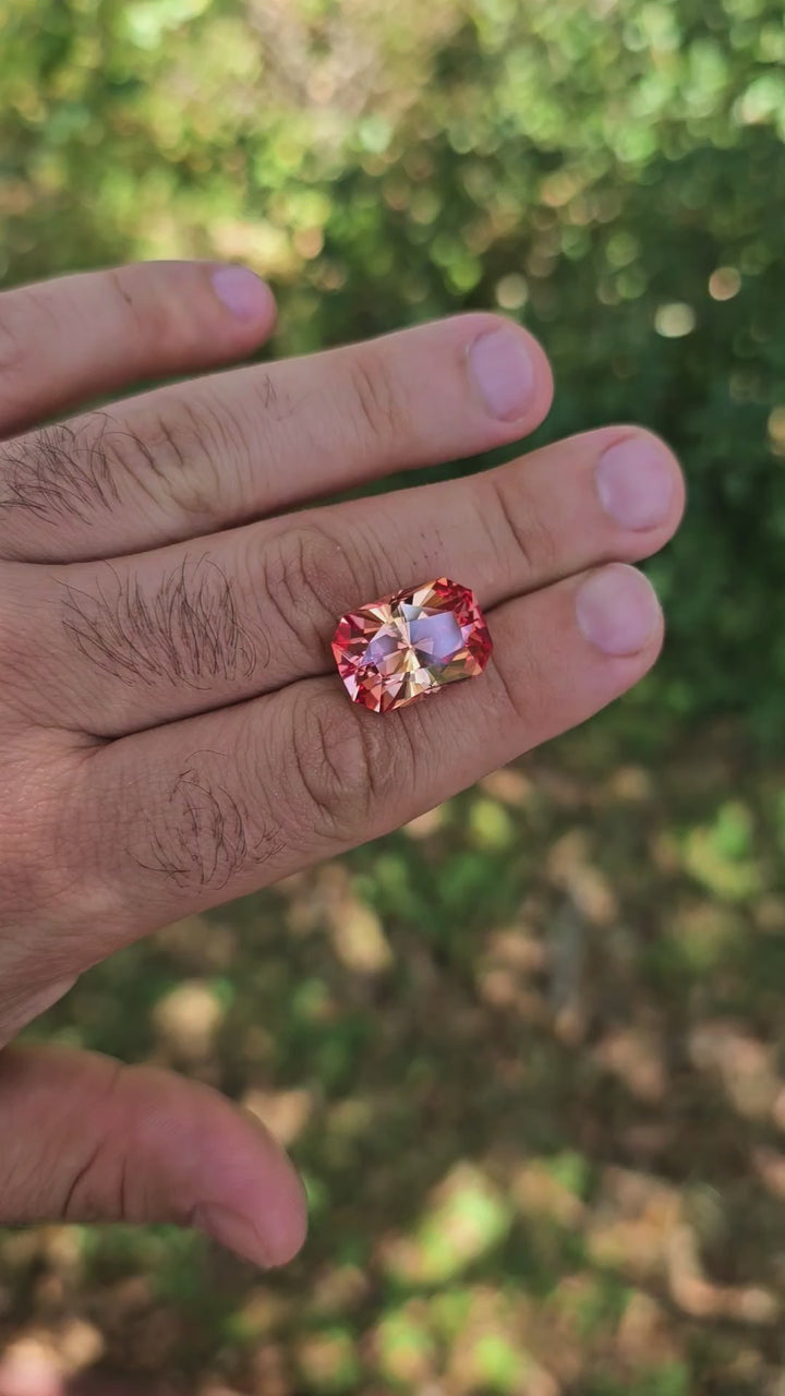 Light Orange Padparadscha Lab Sapphire, House Of Sylas Long Cushion Cut, 22.35 Carats