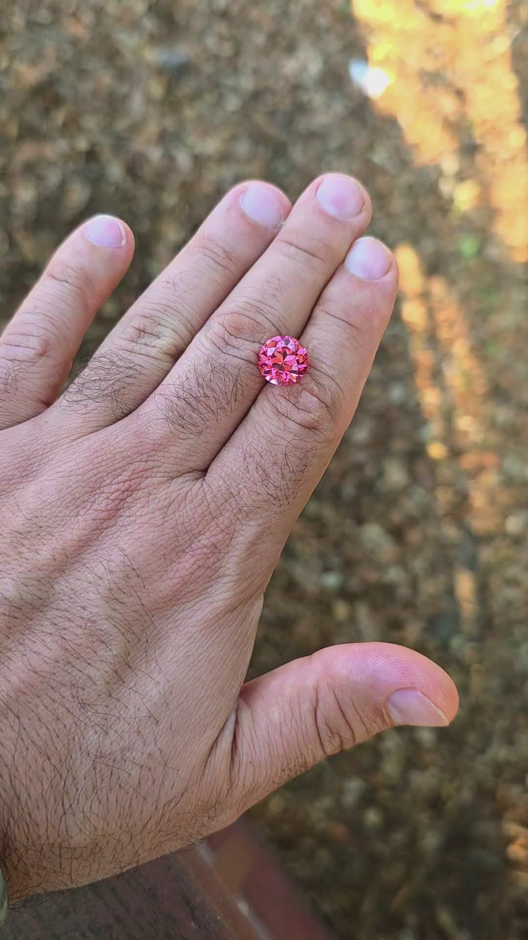 Czochralski Titanium Pink Sapphire, Traditional Round Brilliant Cut, 7.56 Carats