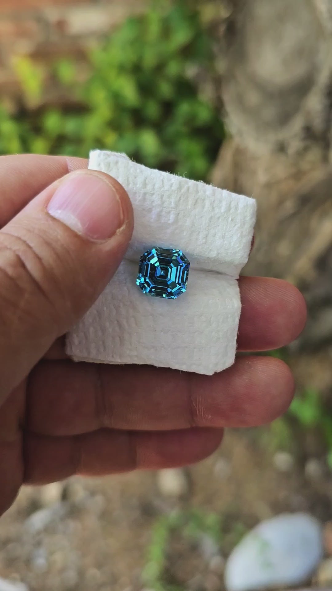 Blue Cobalt YAG, Asscher Cut, 8.34 Carats