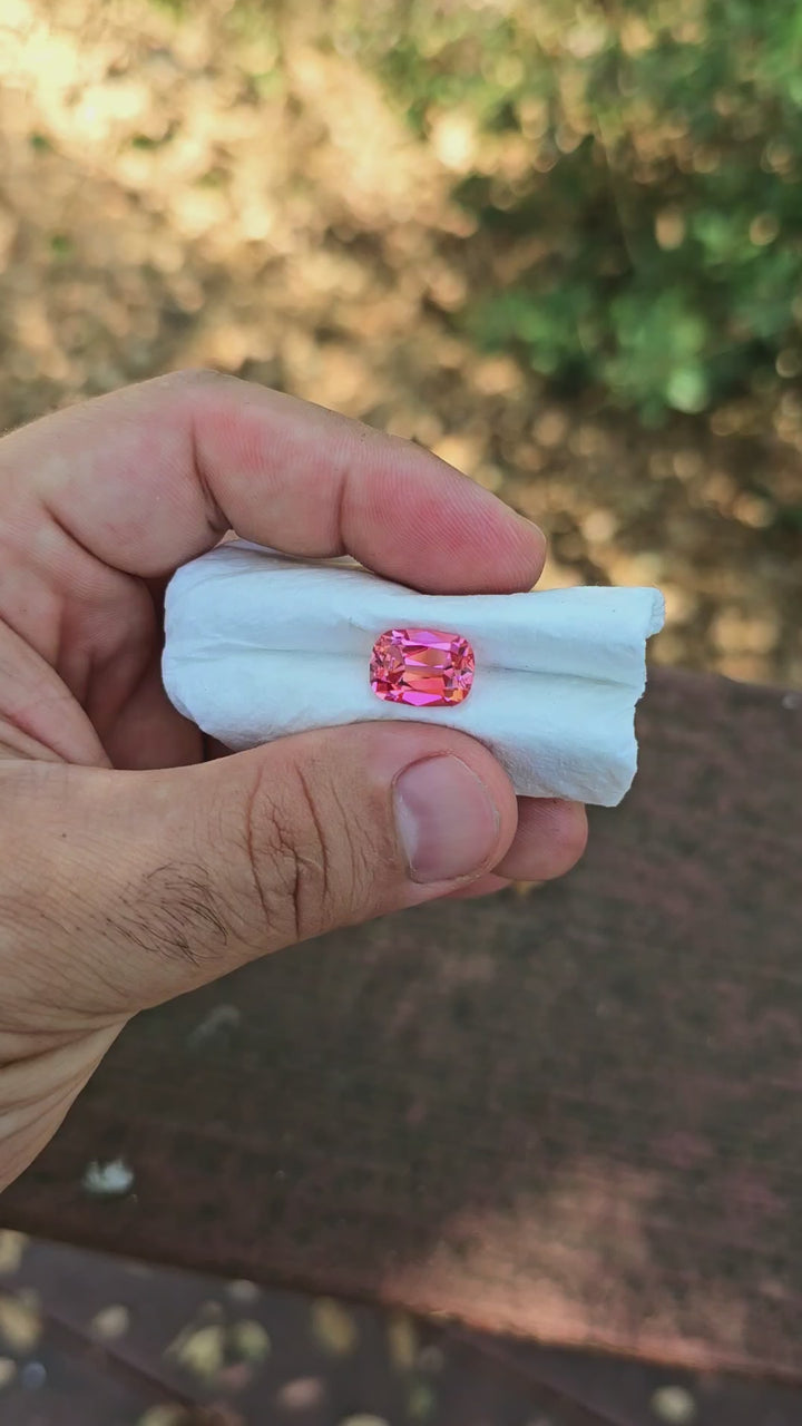 Czochralski Titanium Pink Sapphire, Antique Long Cushion Cut, 6.3 Carats