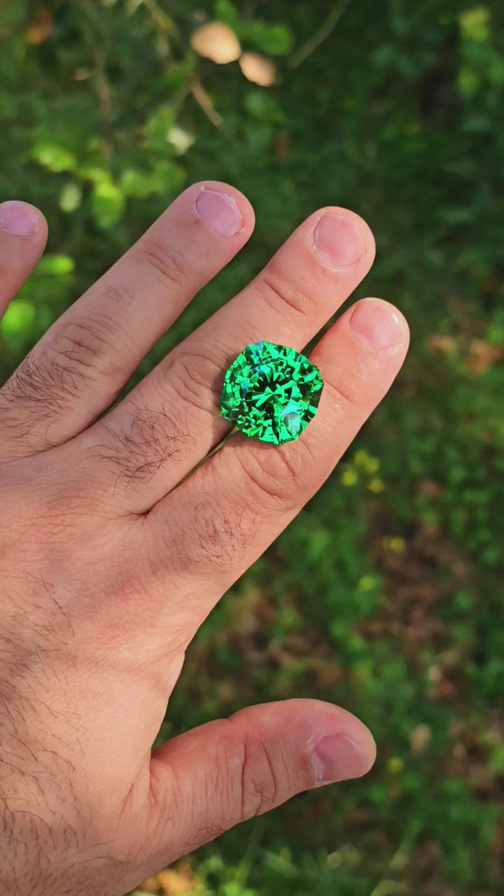 Vivid Green Vanadium YAG, House Of Sylas Step Cushion Cut, 52.2 Carats