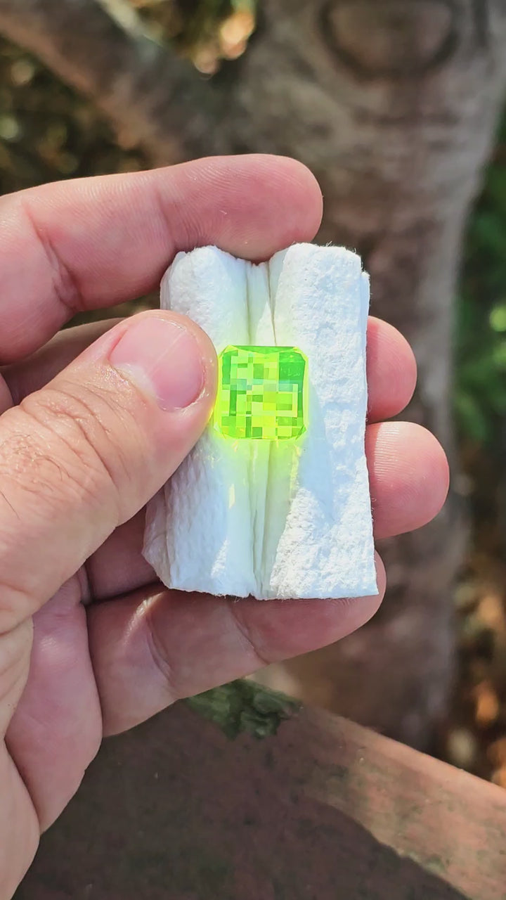 Green LuAG, Pixel Square Cut, 31.90 Carats
