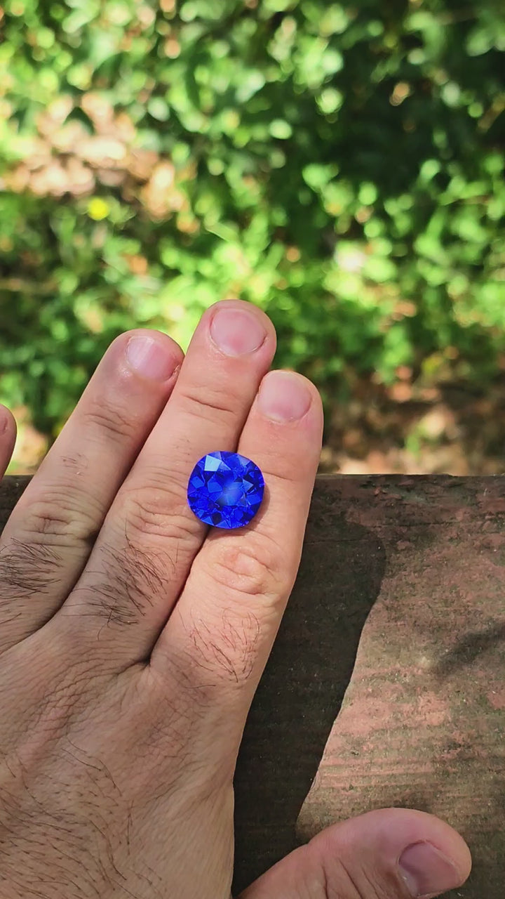 Djeva Fire Blue Lab Spinel, Antique Cushion Cut, 18.41 Carats