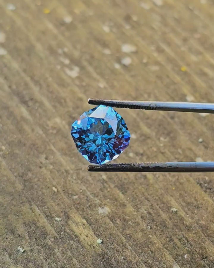 Cerulean Blue Lab Sapphire, House Of Sylas Cushion Cut, 7.5 Carats