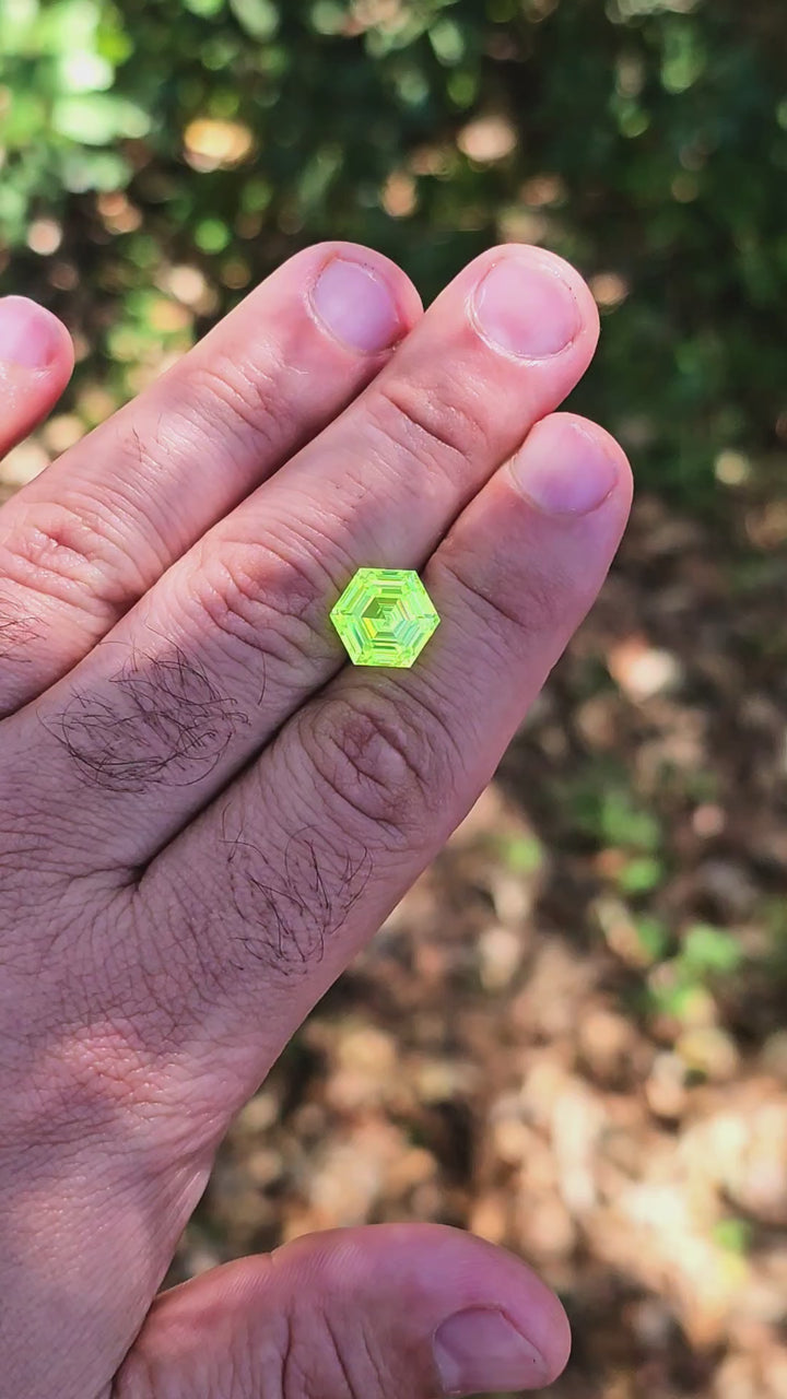 Green LuAG, Hexagon Step Cut, 12.55 Carats