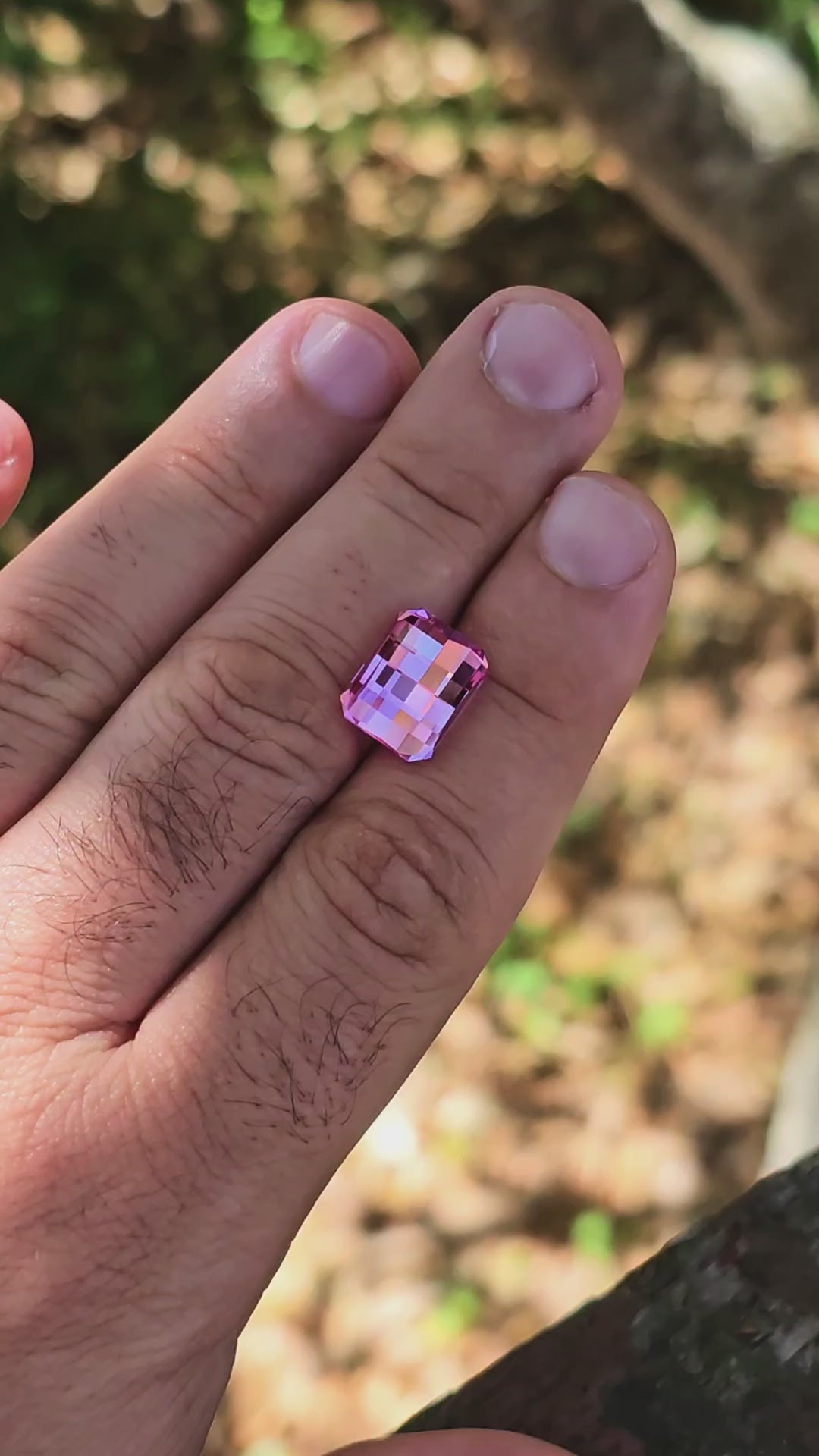 Light Pink-Orange Padparadscha Lab Sapphire, Pixel Rectangle Cut, 9.30 Carats