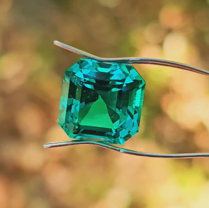 Colombian Color Green Lab Emerald, Asscher Cut,  8.9 Carats