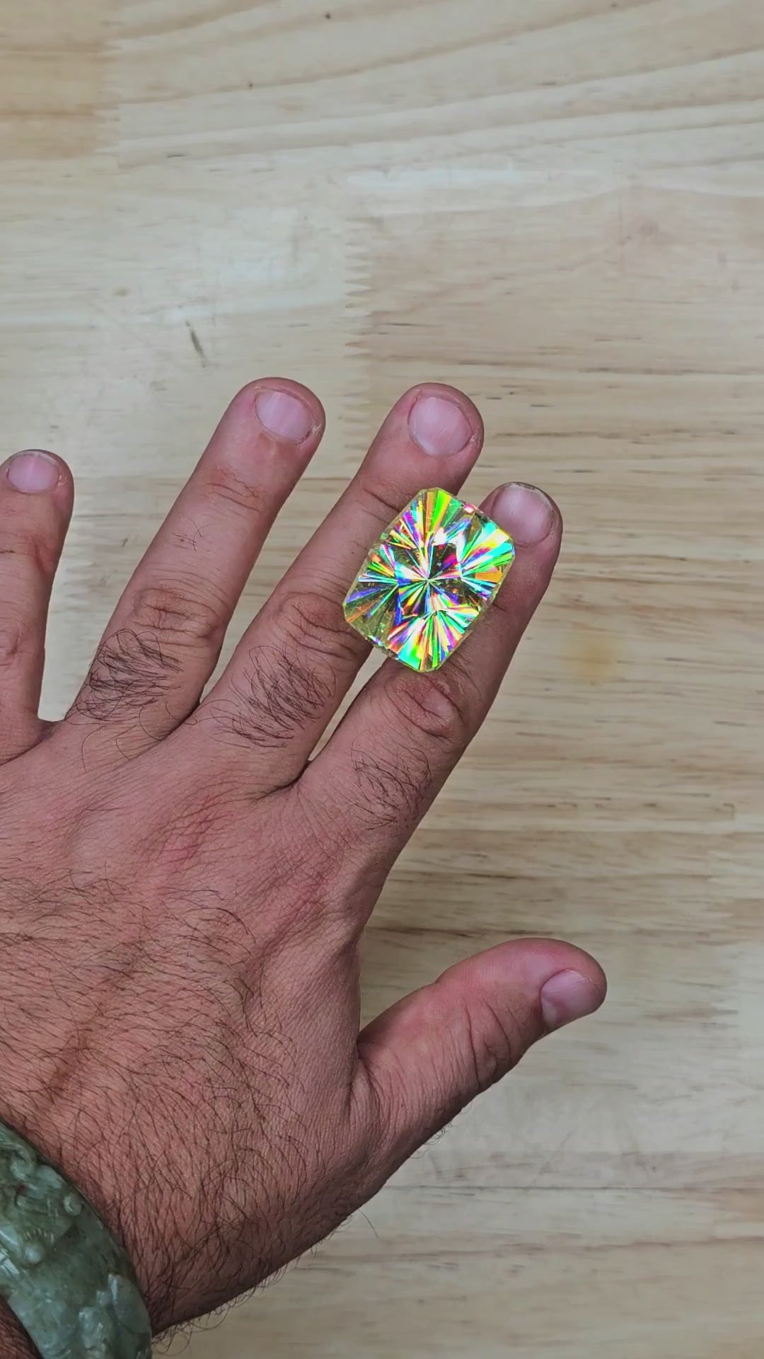 White Rutile 🌈🍭🦄, Fireworks Rectangle Cut, 129 Carats