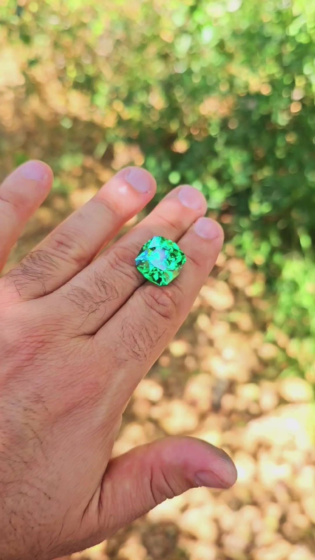 Vivid Green Vanadium YAG, House Of Sylas Cushion Cut, 35.5 Carats