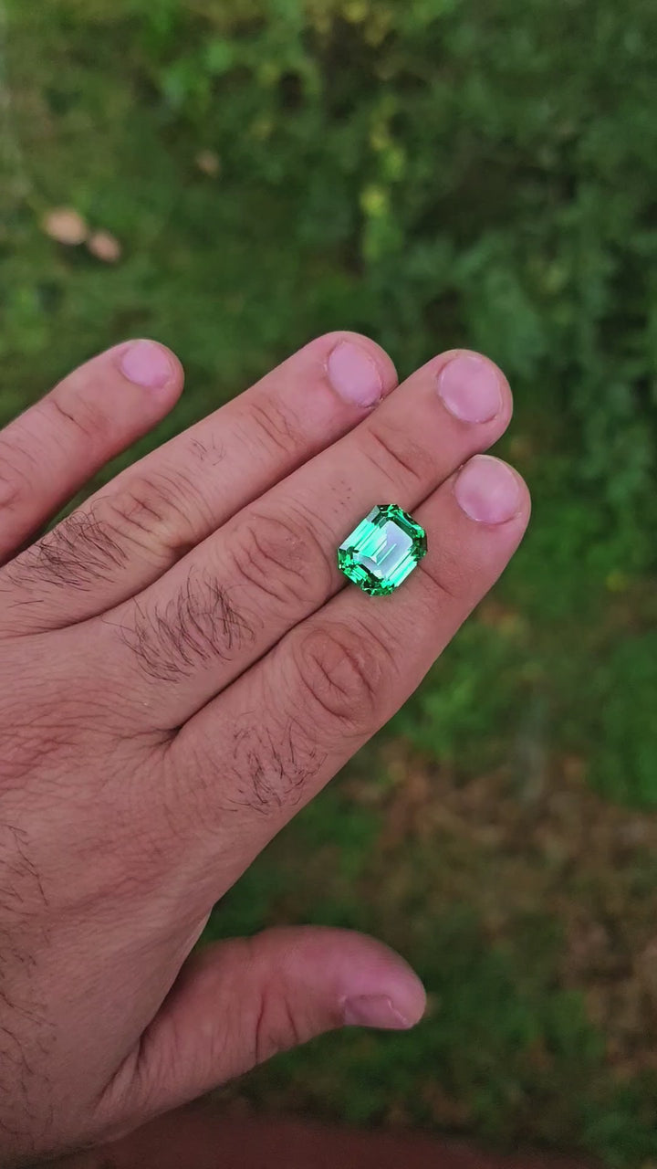 Vivid Green Vanadium YAG, Emerald Cut, 15.3 Carats