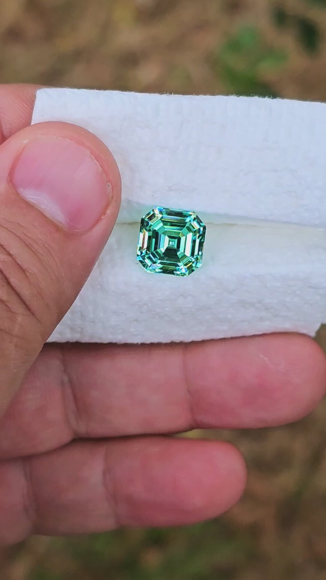 Pastel Mint Laser Garnet, Asscher Cut, 8.05 Carats