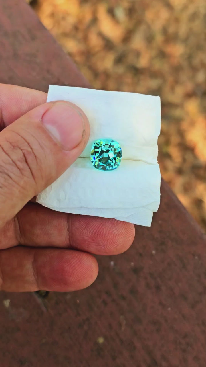 Teal "Paraiba" YAG, Antique Cushion Cut, 8.92 Carats