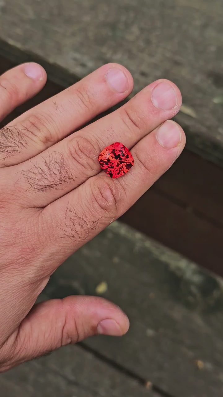 Fire Orange Lab Sapphire, House Of Sylas Cushion Cut, 16.1 Carats