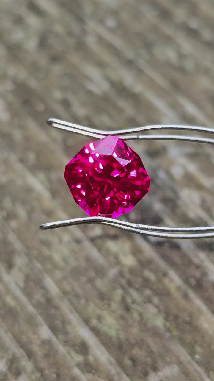 Fire Neon Red Lab Ruby, House Of Sylas Cushion Cut, 5.57 Carats